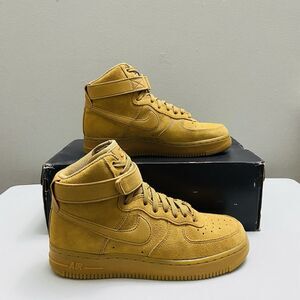Nike Air Force 1 HI SE Suede Athletic Shoes Sneakers 860544-700 Gold Women's 6.5
